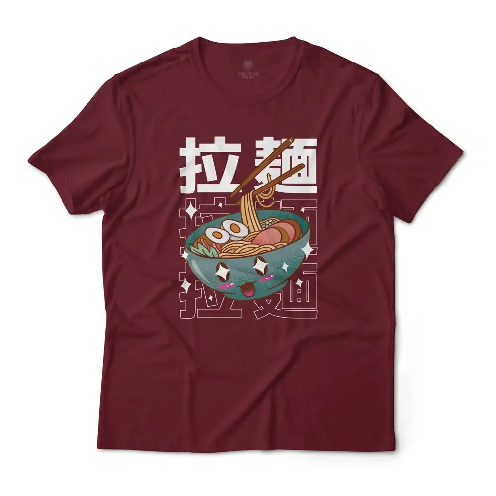 Kawaii Anime Ramen Bowl Food Art Graphic T-Shirt Unisex Lightweight Cotton Tee