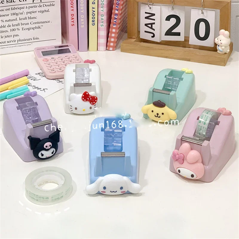 

Sanrio Kawaii Hello Kitty Tape Holder MyMelody Cinnamoroll Student Cartoon Desktop Non-Slip Transparent Hand Account Tape Holder