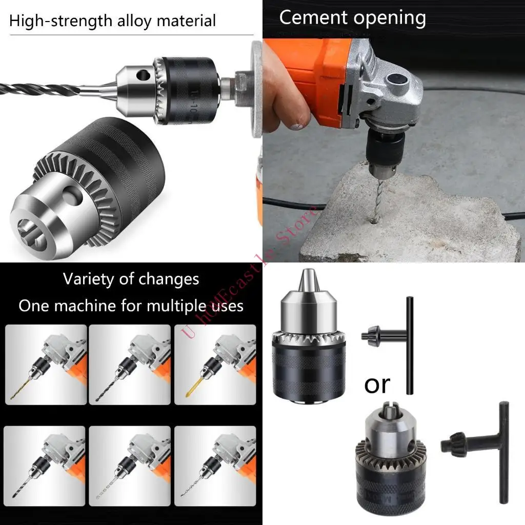63HF Electric Grinding Chuck Multi-functional Three-jaw Mini Drill Chuck Adapter Clamping 1.5-10 mm M10Thread