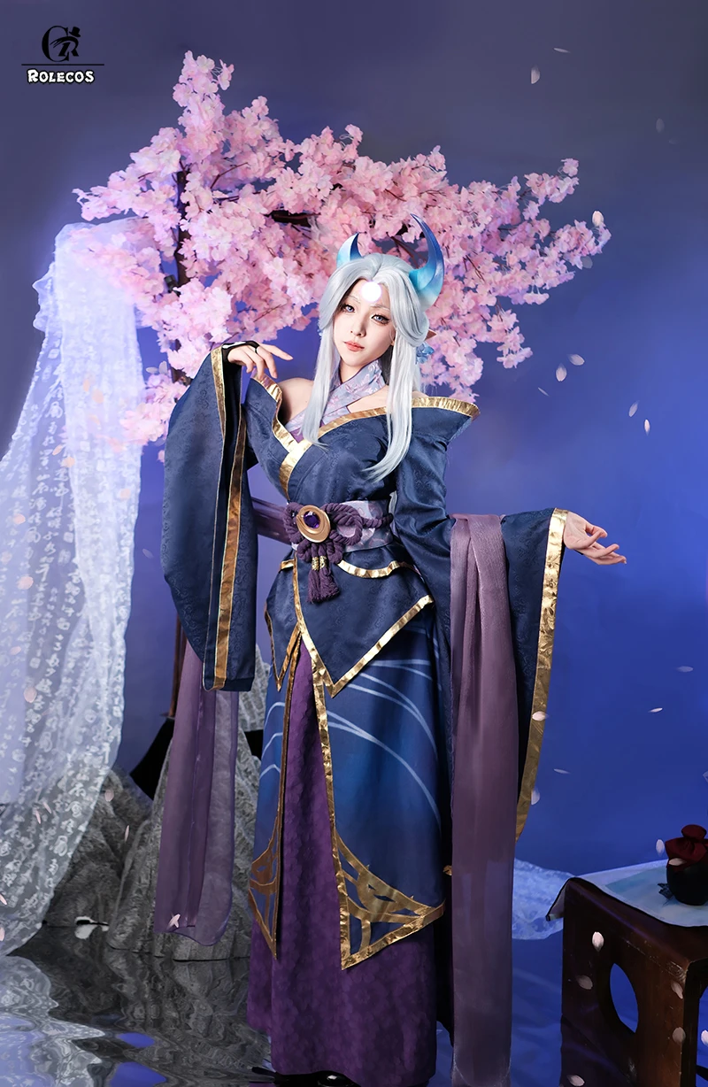 ROLECOS Game LOL Spirit Blossom Alune Cosplay Costume LOL Women Roleplay Alune Kimono Suit Halloween Full Set