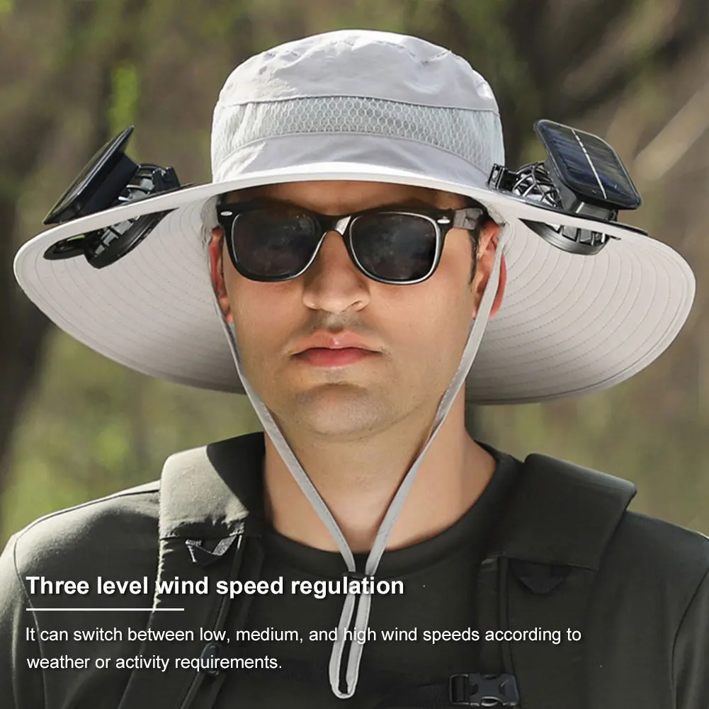 

Outdoor Solar 1/2 Fans USB Hat Multi-purpose Fan Cap Adjustable Three-speed Wind with USB Charging Fishing Cap Outdoor Sun Hat
