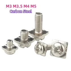 M3 M3.5 M4 M5 Nickel Plated Cross Round Head Square Combination Screws Cross Pan Head With Square Washer Flat Head Bolt