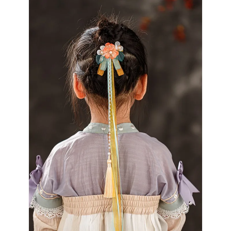 Ethereal Long Ribbon Streamer Hair Clips for Girls Ancient Chinese Style Hanfu Accessories Princess Festival Traditional Gift