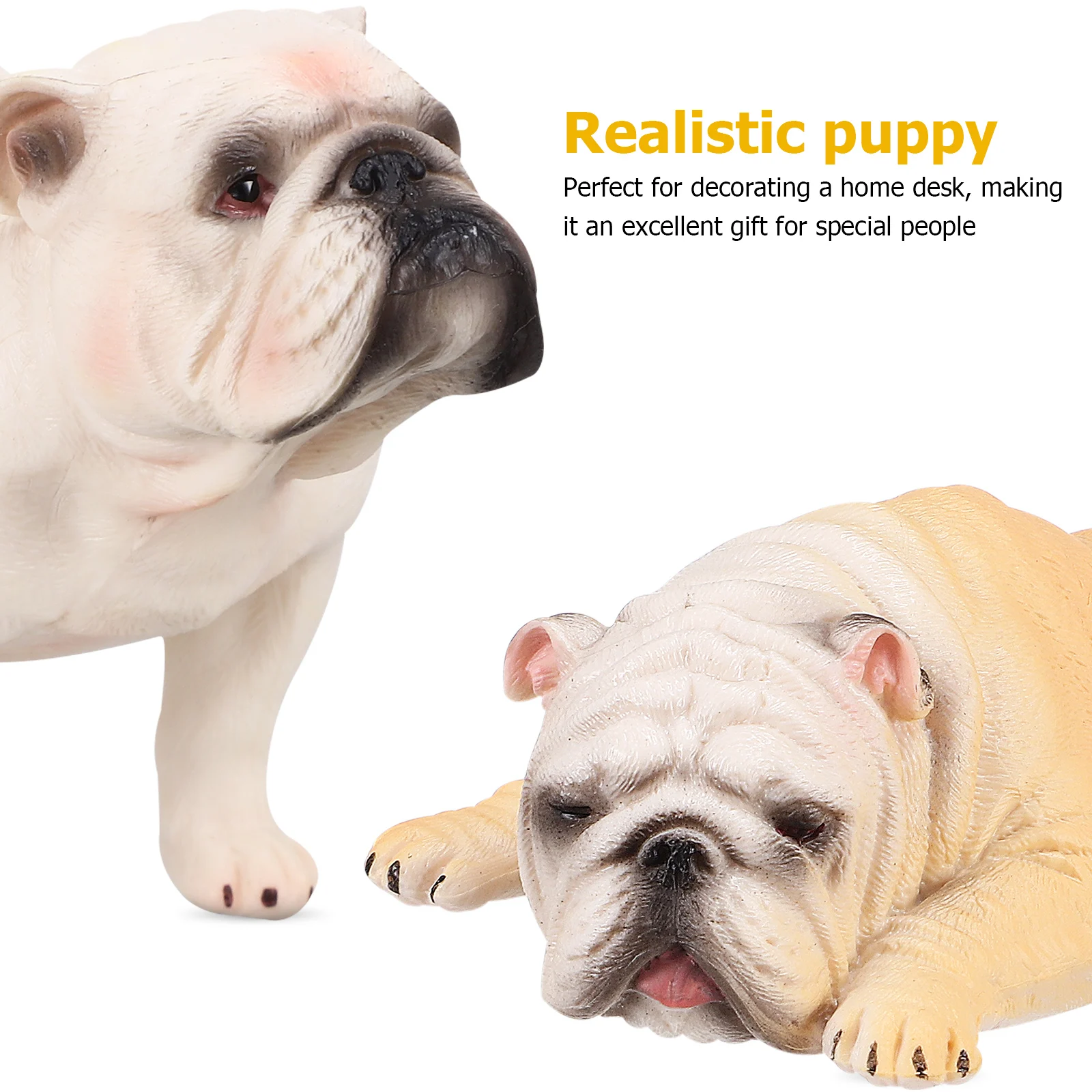 

2pcs Dog Statue Combination Realistic Bulldog Figurines Plastic Home Desktop Decoration Simulation Animal Figures