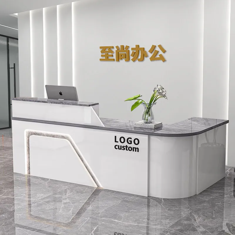 Bar table checkout page Simple modern beauty salon Reception desk Small commercial store Corner paint counter