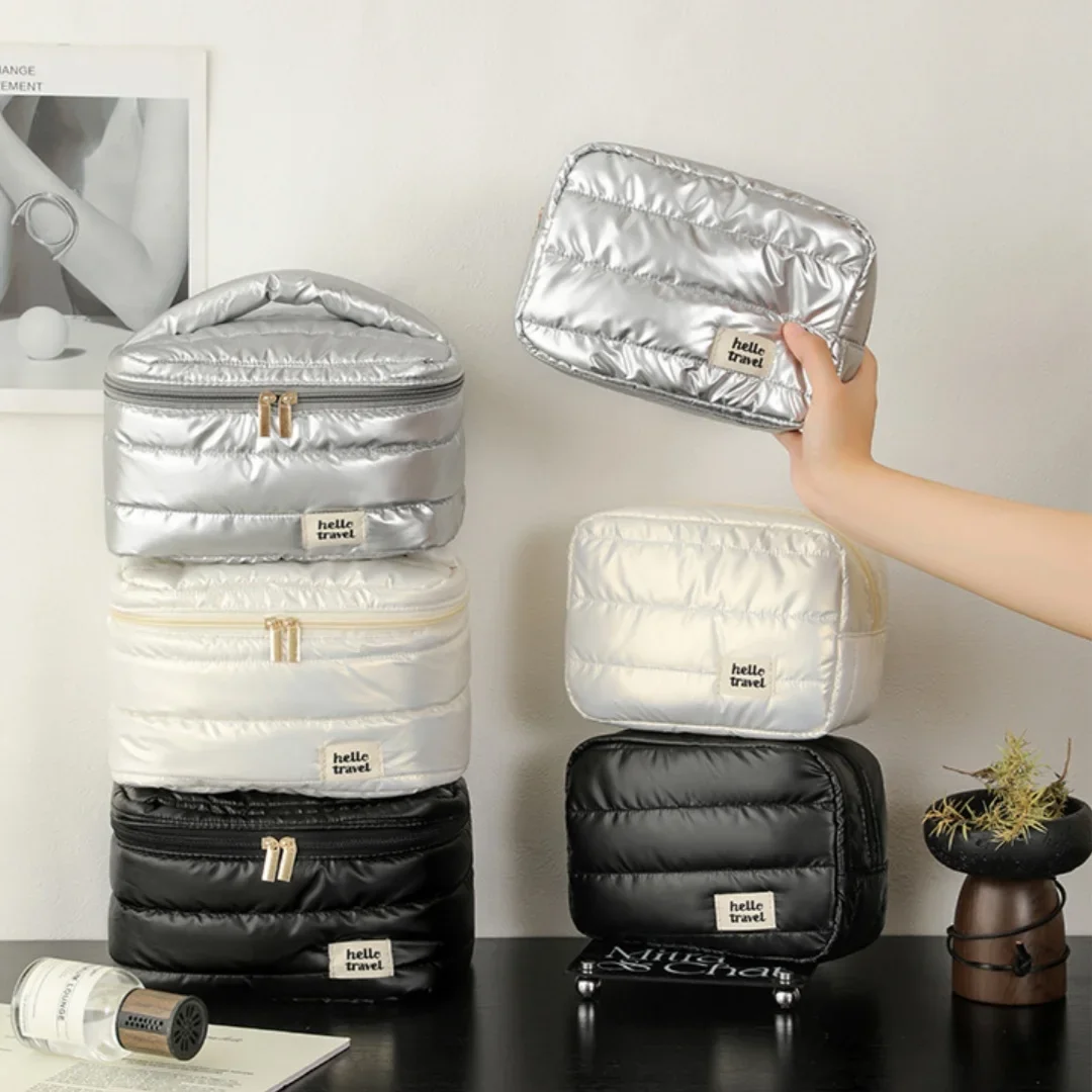 

Multi Purpose Travel Storage Bag,Makeup Bag,Waterproof and Shockproof Protective Cosmetics,Black Swan Pearl White Color Matching