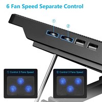 2026 New + Laptop Cooling Pad Laptop Cooler with 6 Quiet Fans 7 Height & Wind Speed Adjustable 2 USB Port & Phone Holder