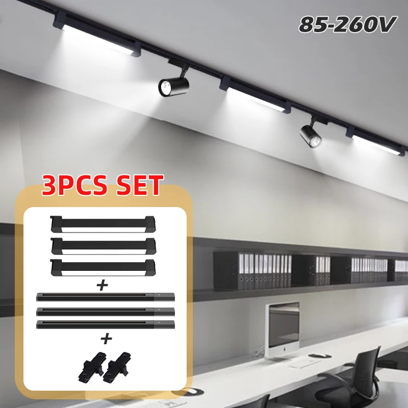 Conjunto de luz de trilha 85-220V LED Track Lighting Spotlight Spot Led rail Lamp 10/20W Para loja em casa quarto 110V Rail focus Holofote