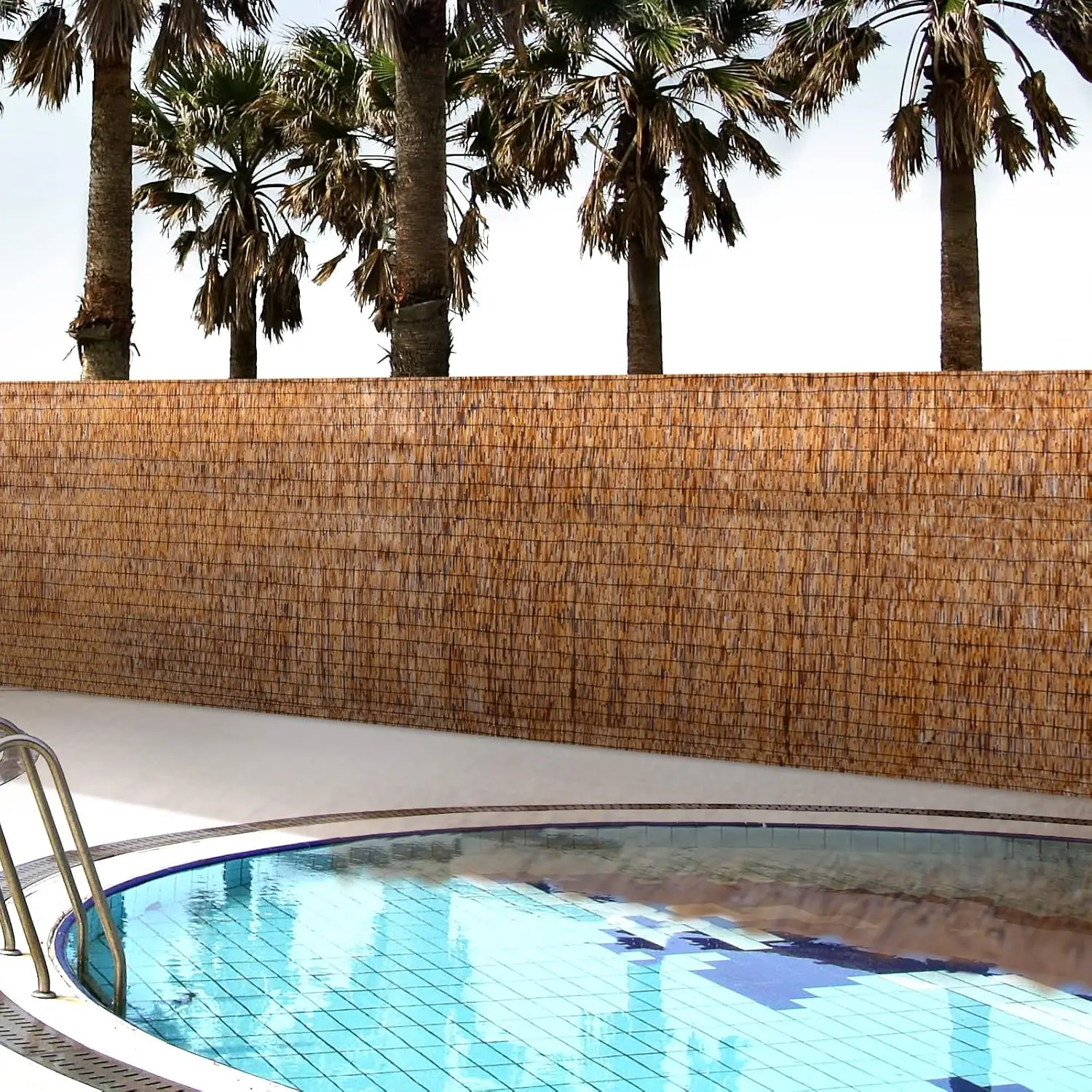 Natural Bamboo Fence Rolls for Privacy Screening in Balcony, Patio, Garden, Backyard - 5.5FT High x 16.4FT Wide