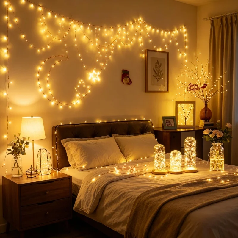 1pc LED String Lights Battery Powered Silver Wire Garland Light for Christmas Decoration for Home Wedding Party Fairy Lights