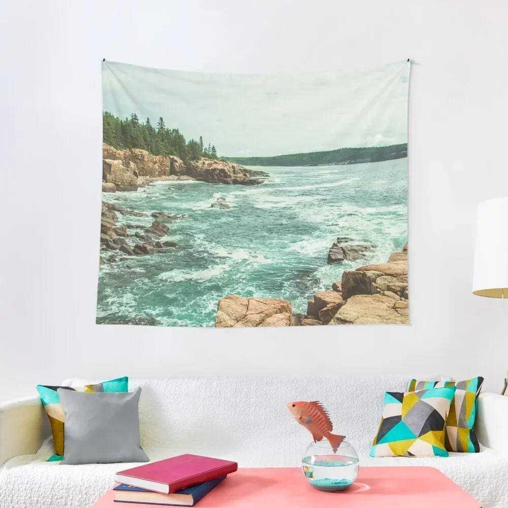 

Acadia Coastline - National Park Ocean Tapestry Room Decor For Girls Room Decorations Aesthetics Tapestry