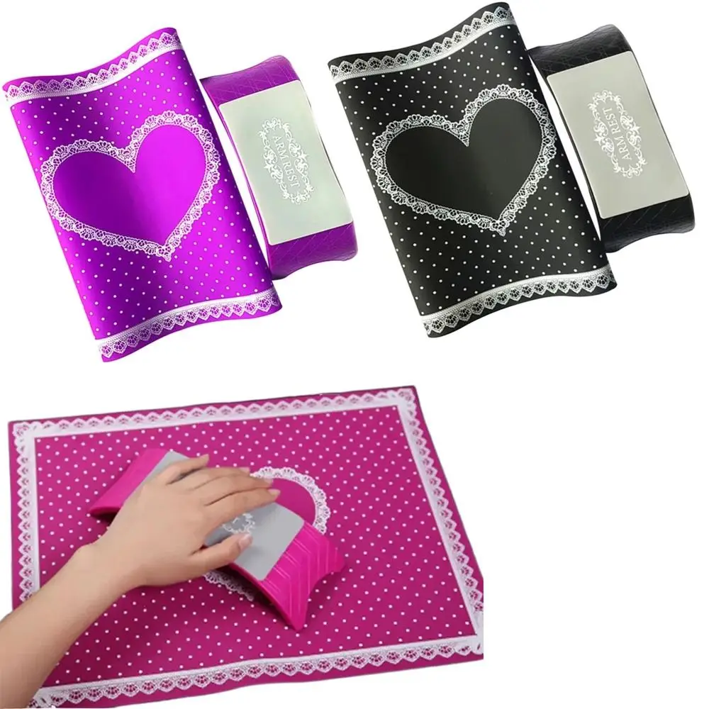 Foldable Nail Art Table Mat Set Washable Love Heart Manicure Armrest Pad Easy To Clean Heat-resistant Silicone Hand Pillow