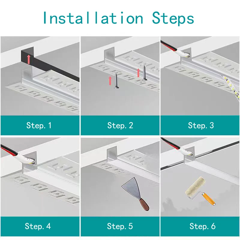 Imagem -04 - Lâmpada Linear Embutida 1m 515 Peças sem Moldura Perfil de Alumínio Embutido Canal Invisível Decoração de Parede de Teto Reflexão de Led