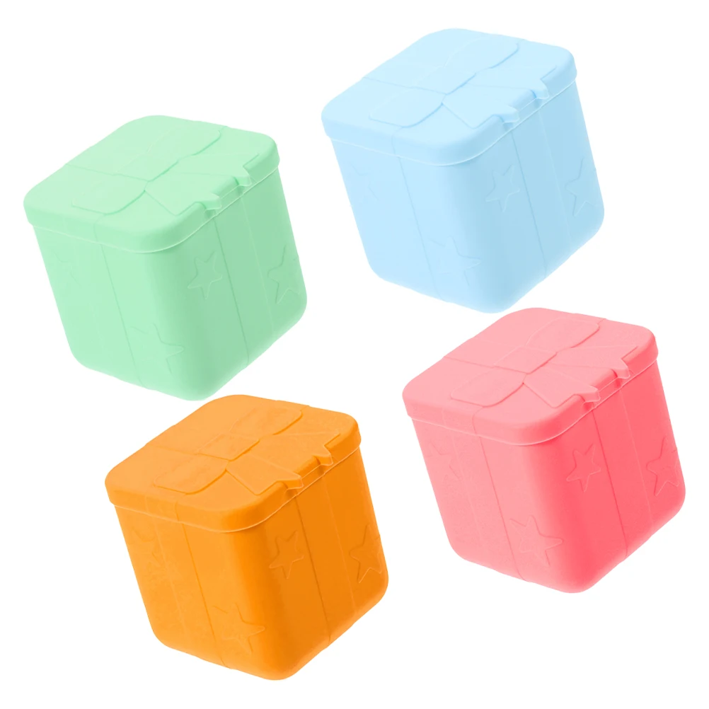 

4pcs Silicone Condiment Containers Leak-Proof Sauce Boxes Portable Salad Dressing Storage Travel Dipping Cups Small Reusable