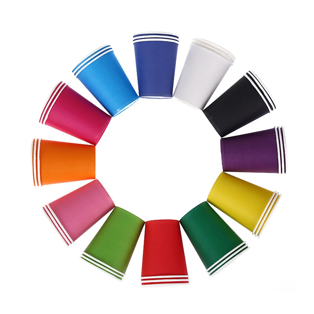 Gobelets en papier colorés écologiques, 100 pièces, épais, matériel d'art artisanal pour enfants de la maternelle, gobelets en papier créatifs pour fête