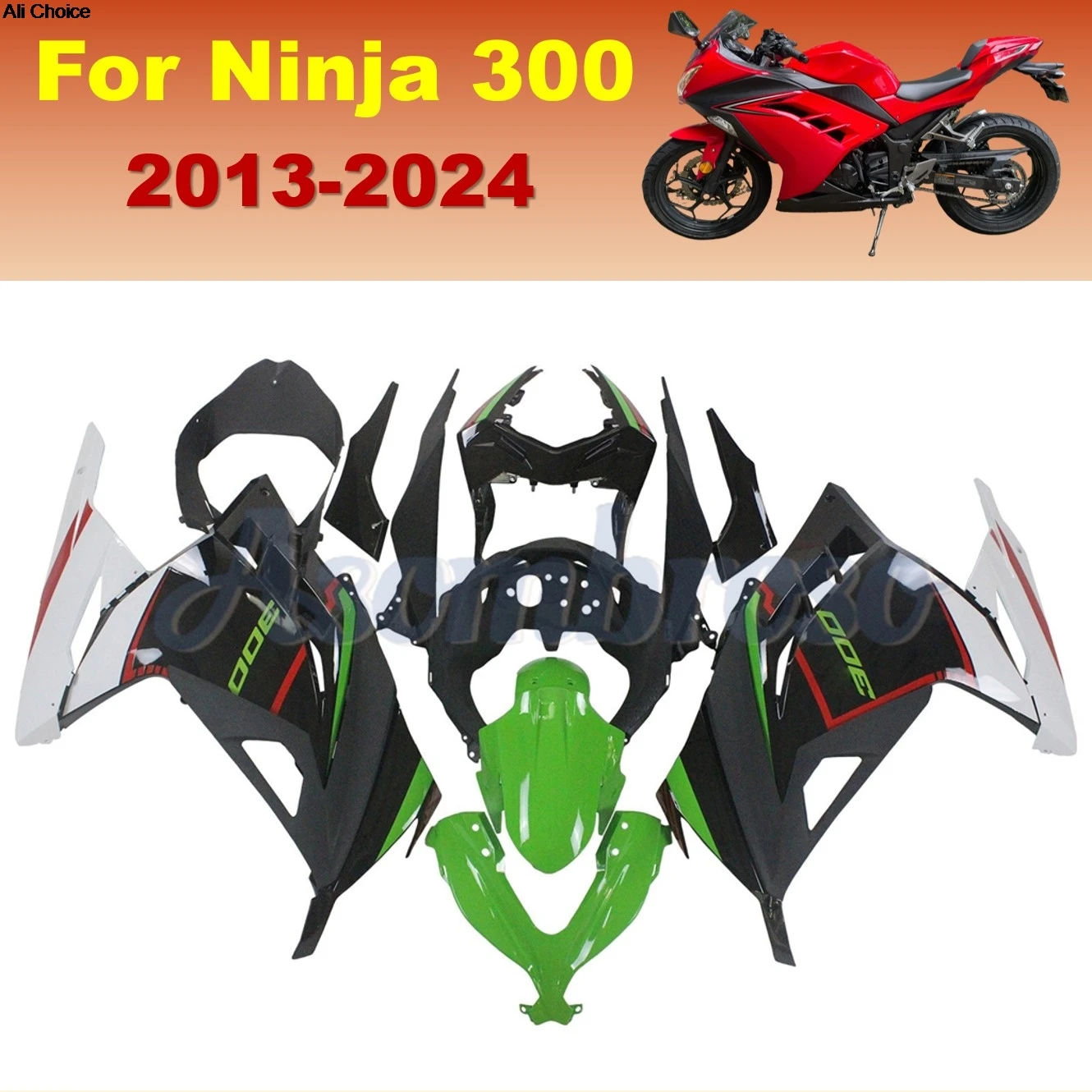 Green Black White Fairing Kit For Ninja300 2013-2024 14 15 16 17 18 19 20 21 22 23 Parts Bodywork Shell Cover EX300
