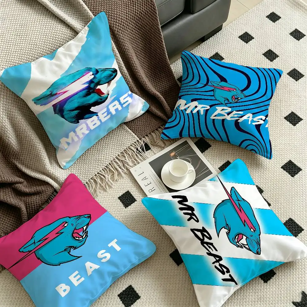 Hot M-Mr Beast Pillowcase toon Gift Cushion Cover Bedroom Home Sofa Chair Seat Decor pillow case