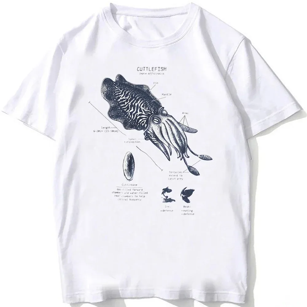 HOT SALE Casual Tee Beach Dive White Tee Vintage Tee Whale Shark Dissection Tee Female Hip Hop Aesthetic Comfortable Clothing