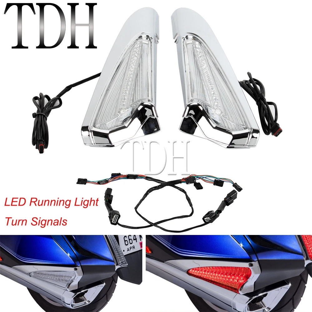 

Motorcycle LED Saddlebag Running Lights Turn Signals for Honda Goldwing GL 1800 GL1800 F6B 18+ Saddlebag Accent Swoop Light Case