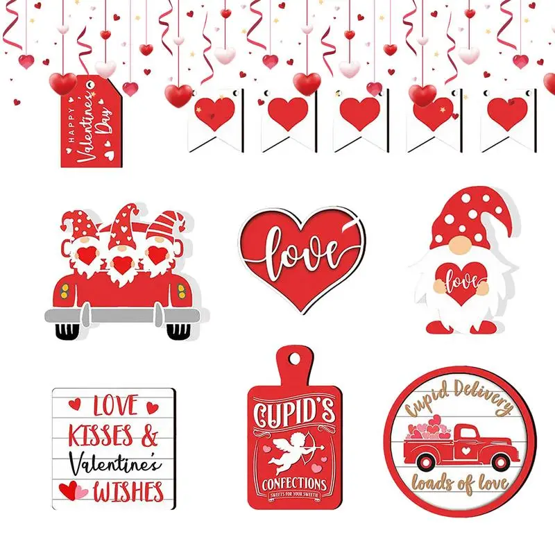 Valentine's Day Tiered Tray Decor Wood Tray Signs For Valentine's Day Bright Red Love Centerpiece For Doors Cabinets Dining