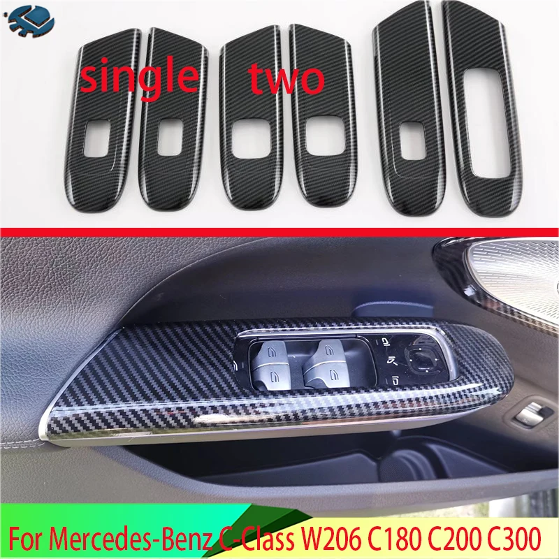 

Для Mercedes-Benz C-Class W206 C180 C200 C300 2022 2023: накладки на дверные окна и подлокотники, панель управления, декоративные элементы в стиле карбон
