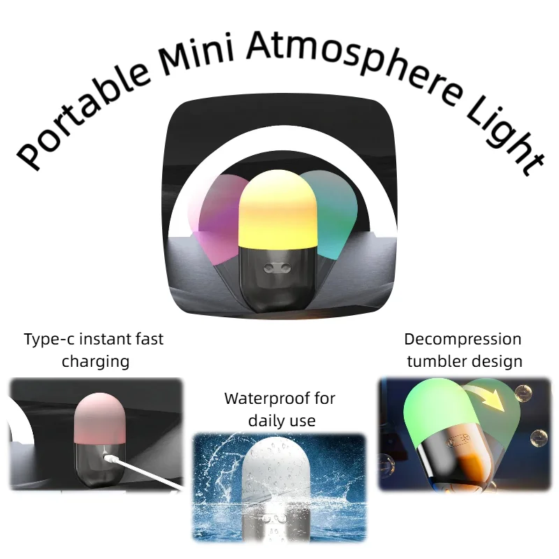 

8 RGB LED Camping Light Water-Resistant Tent Lantern Rechargeable Portable Tumbler Ambient Night Light for Bedroom/Campsite