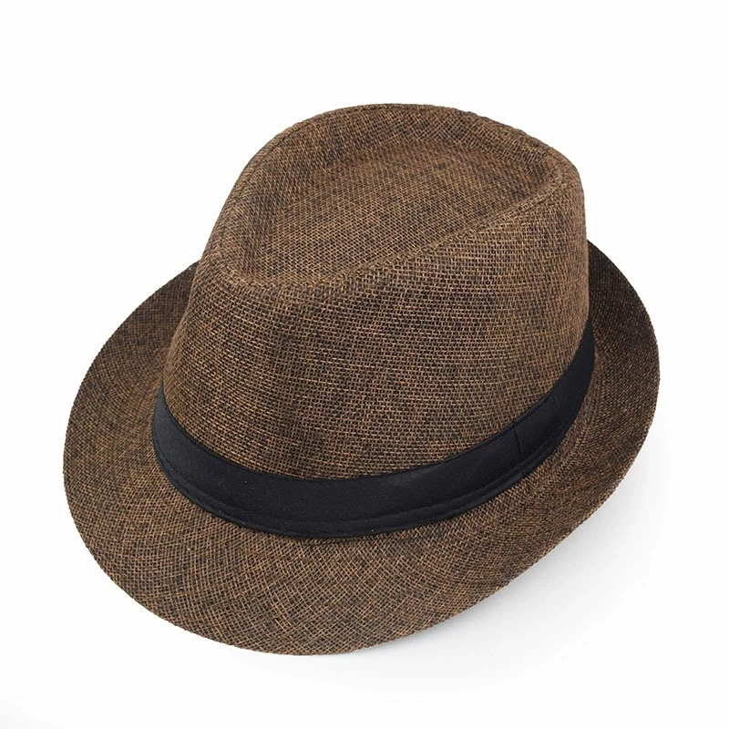Neue Sommer Leinen Fedora Jazz Hut Britischen Stil Unisex Stroh Hut Strand Sonnenhut Sonnenschutz Koreanischen Stil Sonnenhut – Detail 3