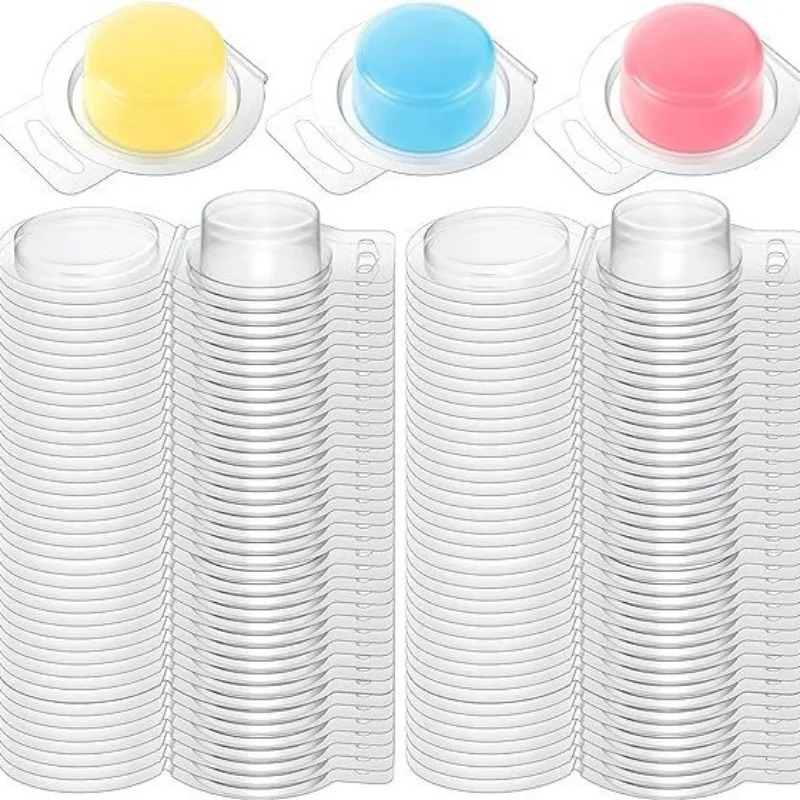 20/50pcs Clear Plastic Wax Melt Molds 1oz Square Circular Clamshell Containers for DIY Candles Soap Making Pet-Friendly Reusable view 2