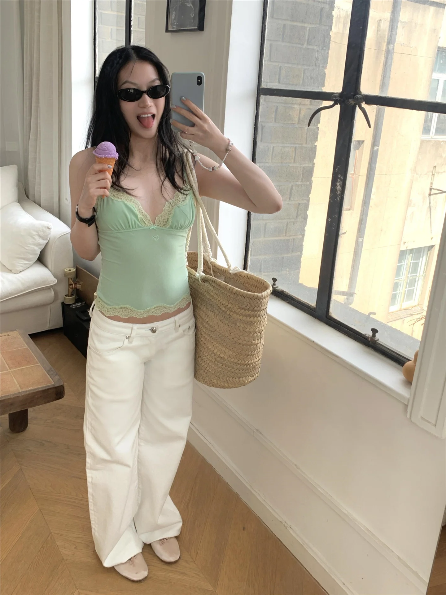 

American Style Retro White Slim Low Waist Straight Leg Jeans Women's Spring Summer Loose Slimming Tall Extended Wide Leg Pants