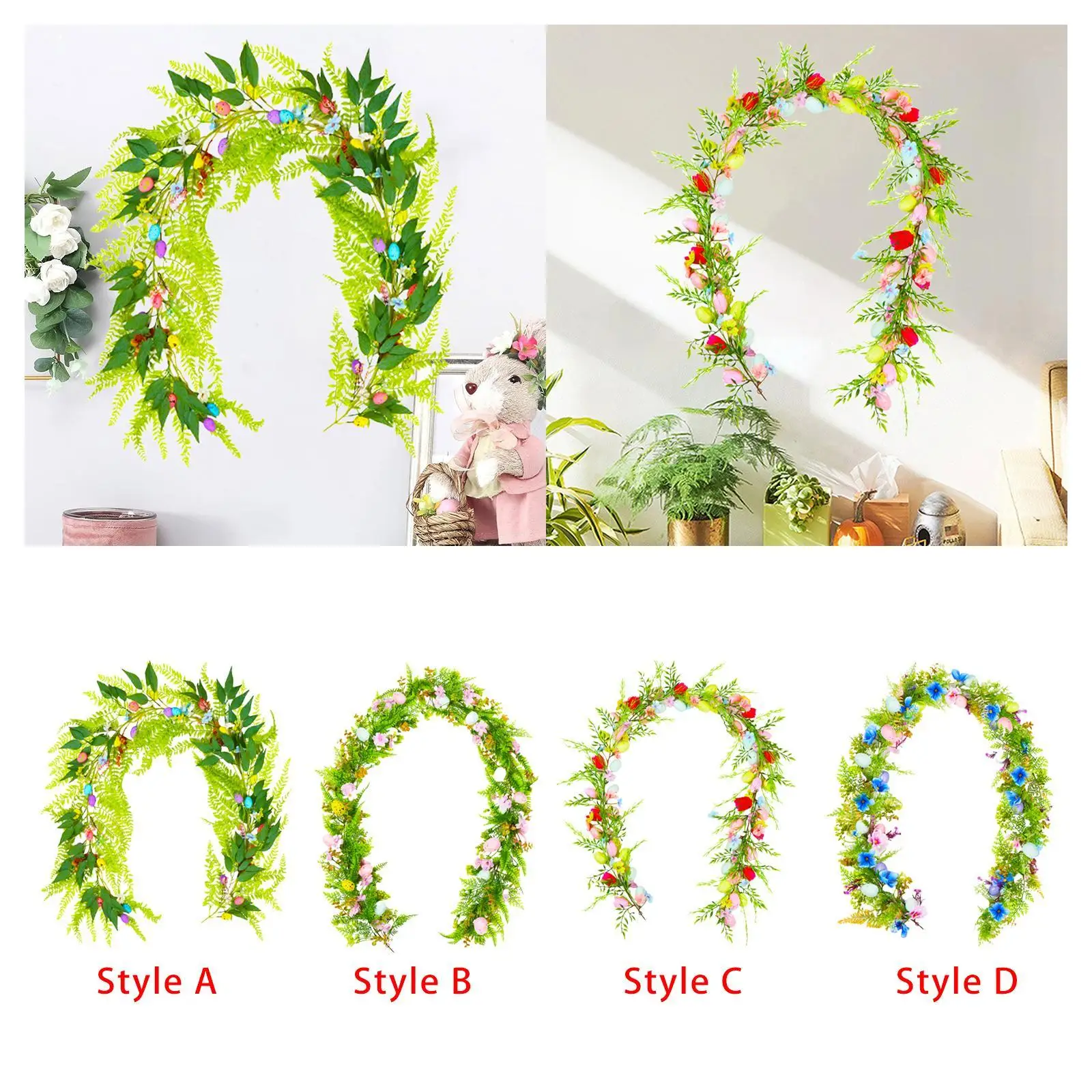 6.23 Feet Easter Garland Party Supplies Easter Decoration Decorative Hanging Ornament for Table Tree Birthday Front Door Porch