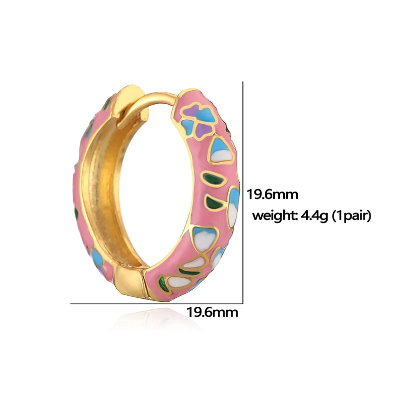 HECHENG, Colorful Flower Small Hoop Earrings Metal Enamel Flowers and Plants Circle Huggie Hoops Female Trendy Jewelry Gift