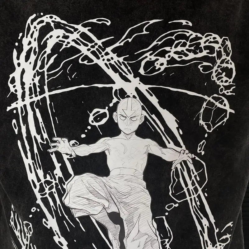 The Last Airbender Aang Retro T-shirt Man Vrouw Hoge kwaliteit Vintage T-shirt Katoen Korte mouwen Mode Zachte ademende tops