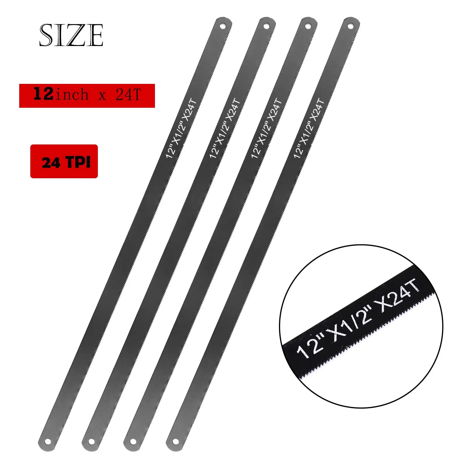 10/20pcs Balck Hacksaw Blades 300mm 24T Hand Saw Carbon Steel Plastic Metalworking Saw Blade For Cutting Metal Hand Tools