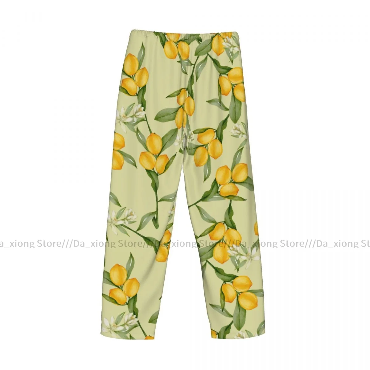 Men's Sleepwear Loose Sleep Pants Pajamas Lemon Citrus Yellow Fruit Leaves Long Lounge Bottoms Casual Homewear