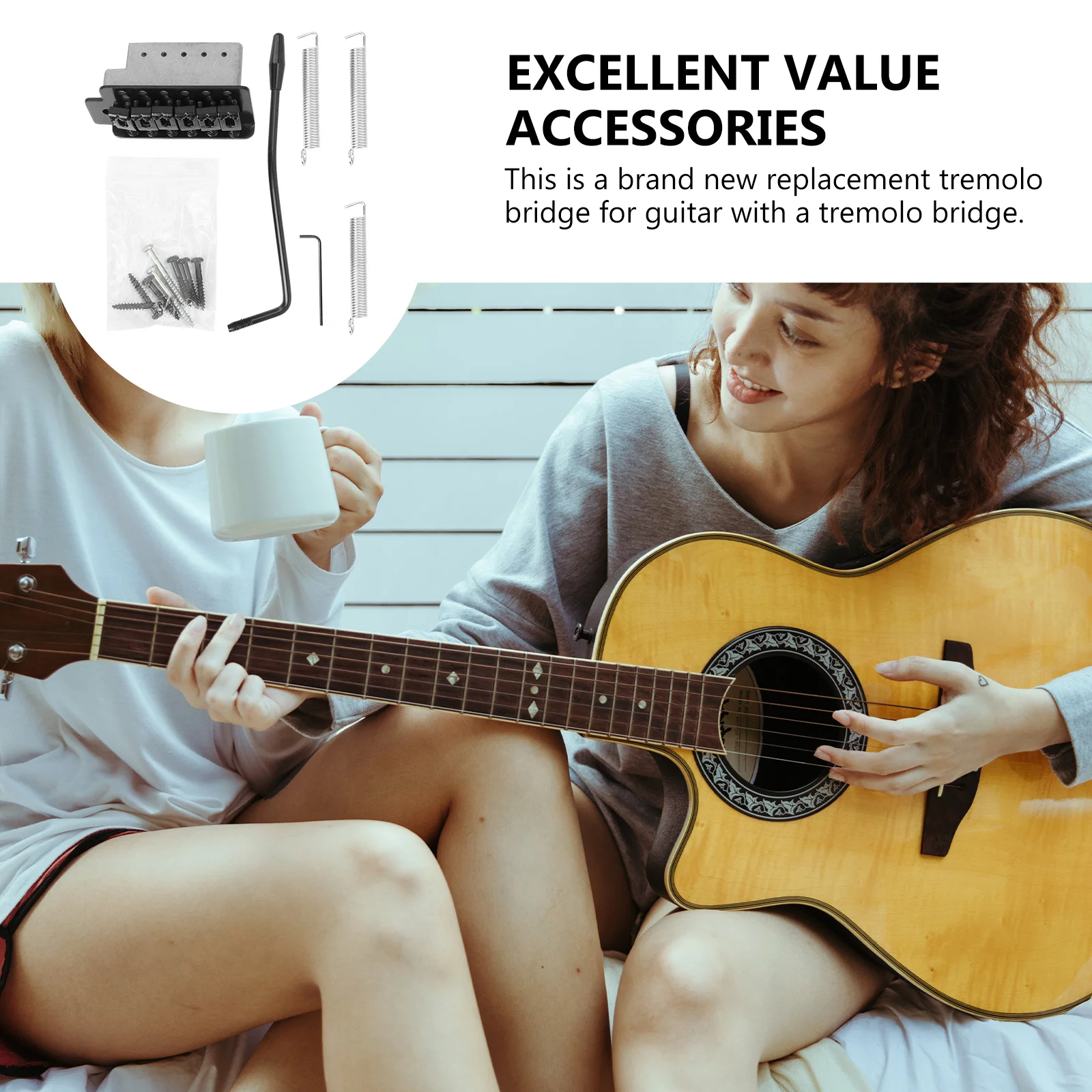 

Ga206 Black Left Handed 6 String Guitar Bridge Flat St Saddle Single Tremolo Bridge System Replacement for Electric Guitar Parts