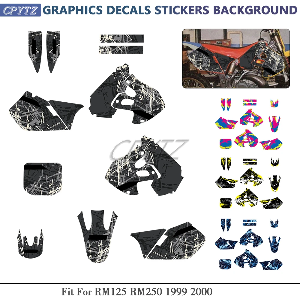 Fit For RM 125 RM 250 RM125 RM250 1999 2000 Motocross Fairing Graphics Background Decal Sticker Personality Customize