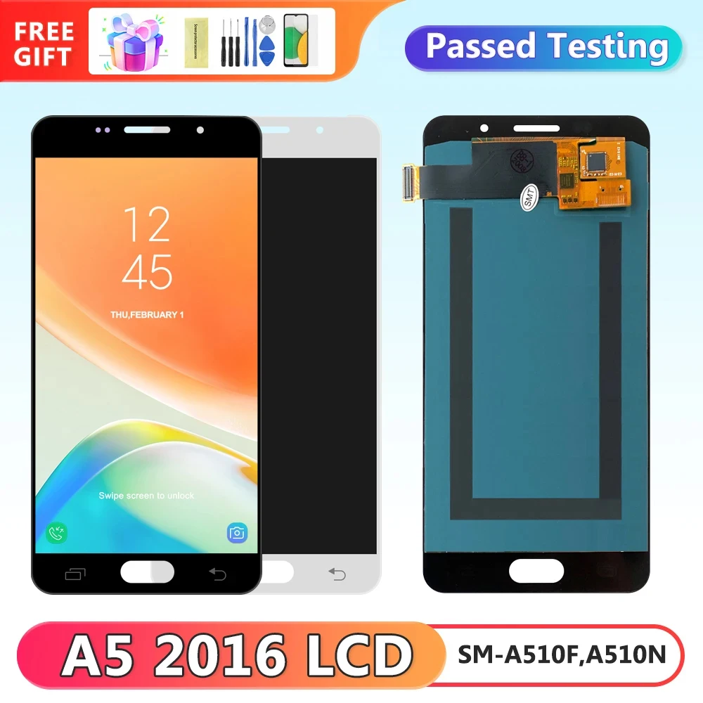 Super AMOLED pour SAMSUNG A5 2016 A510 A510F A510M SM-A510F LCD �cran tactile num�riseur assembl�e pour SAMSUNG A510F