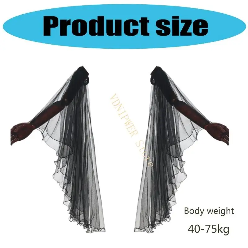 Victoria dài Tulle Găng tay gothic Tay áo có thể tháo rời thời trung cổ Phục hưng Trang phục D08E