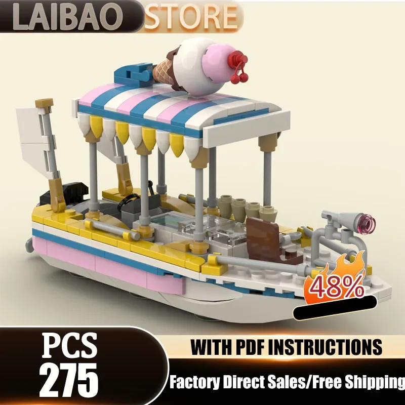 City Building Model Moc Building Blocks Ice Cream Boat Model Technology Bricks Christmas Assembly DIY Toys Constructrion Gifts