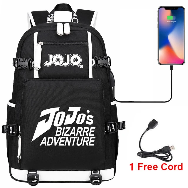 Jojo Bizarre Adventure Backpack with USB Charging Port Kids Anime Bookbag Men s School Bag Travel Mochila AliExpress