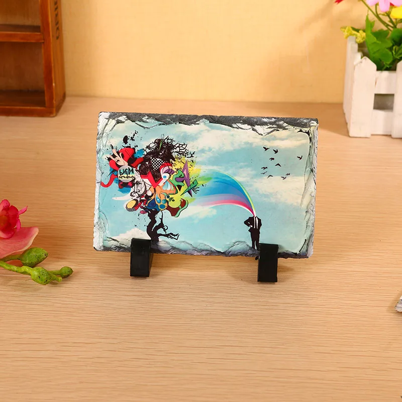 Free Shipping 60 Pcs/Lot 3.94*5.9 Inches Sublimation Blanks Rectangle Slate Rock Photo Frames For Custom Home Hotel Decor