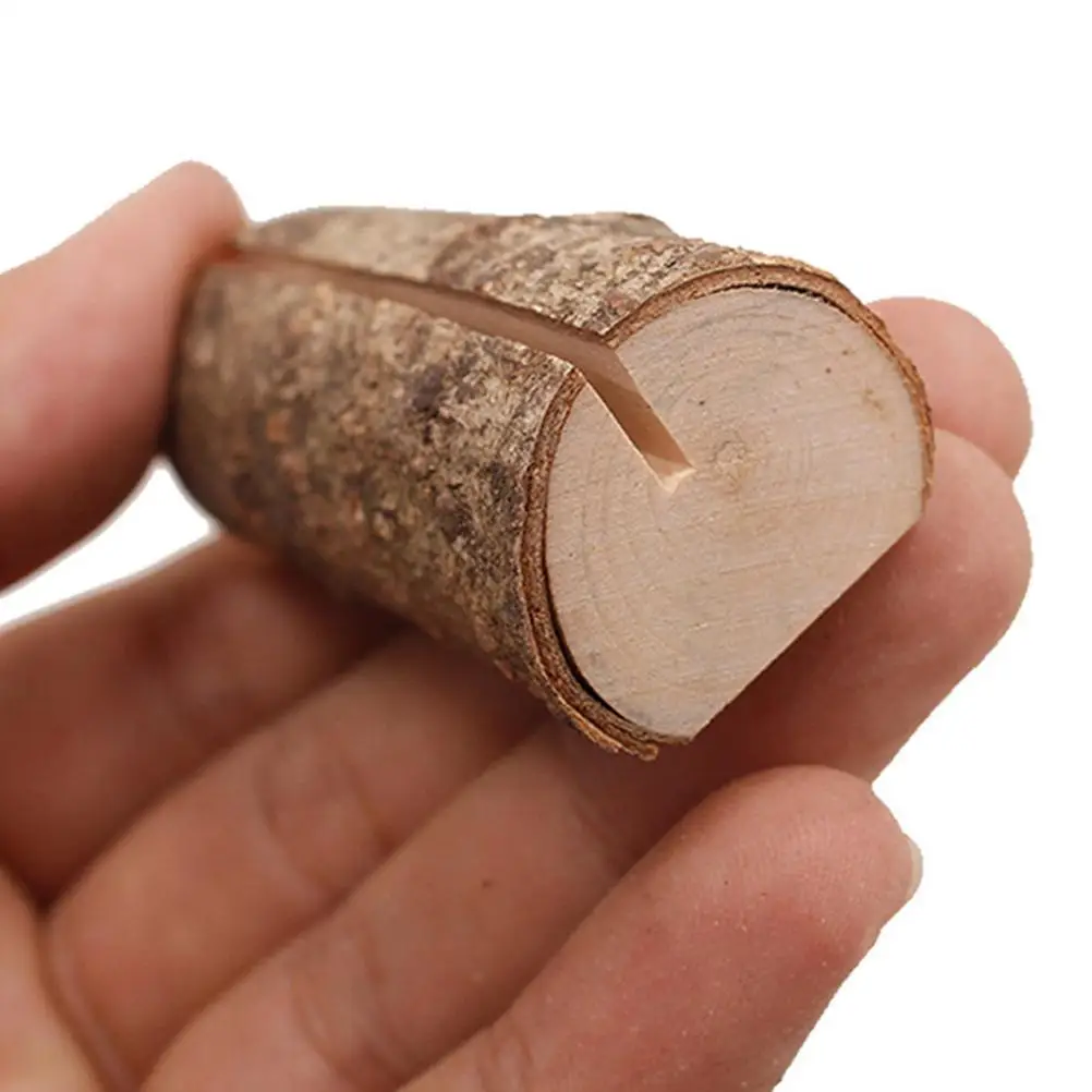 Wooden Stump Note Holder 100x50x30mm Table Number Menu Photos Name Card Party Hotel Restaurant Wooden Memo Message Holder