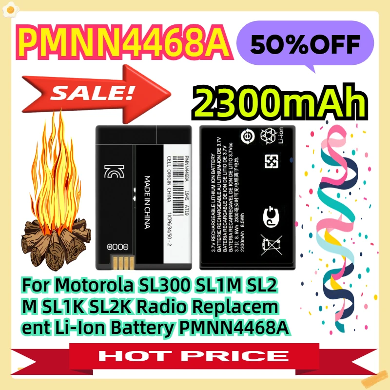 

For Motorola SL300 SL1M SL2M SL1K SL2K Radio Replacement Li-Ion Battery PMNN4468A 2300mAh
