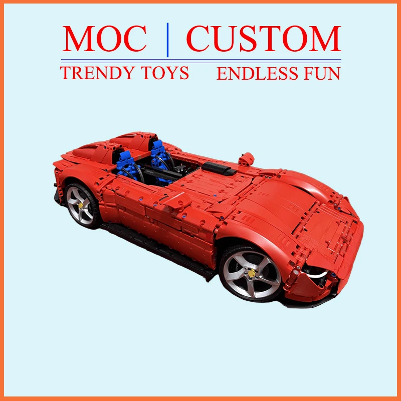 Specially Customized MOC Large Super Sports Car SP1 & SP2 1:8 Scale Model, Original Car Scale Replica, Trendy Educational Toys