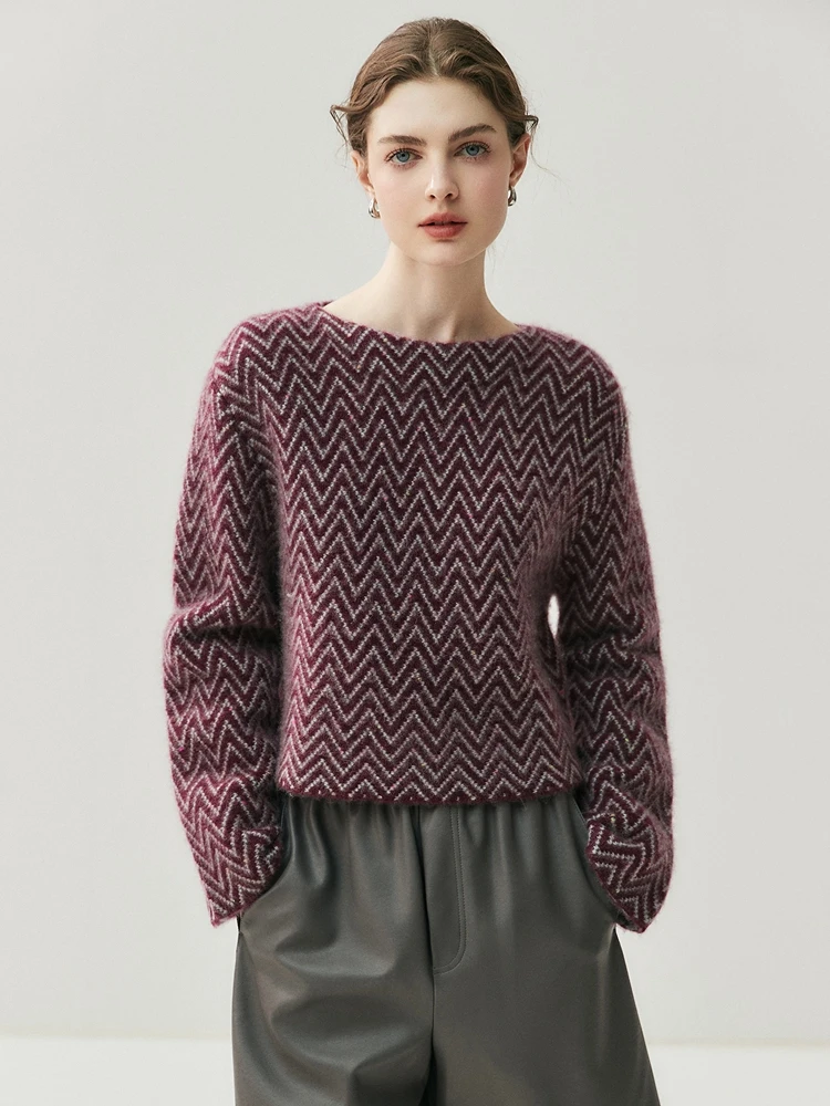 

TLOML осень-зима женский W-образный вязаный короткий пуловер с круглым вырезом 100% кашемировый свитер толстый теплый повседневный кашемировый трикотаж топы