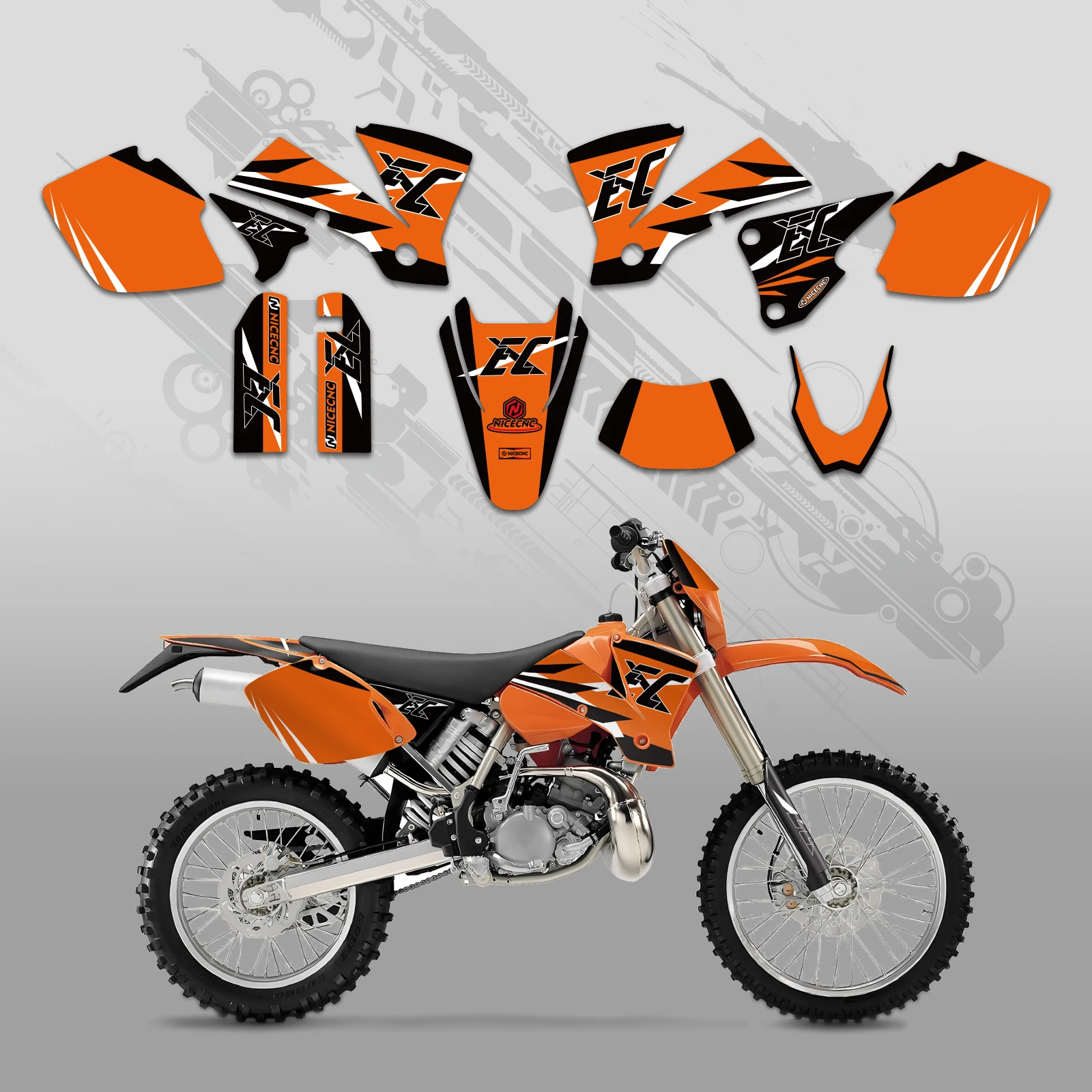 

NICECNC For KTM 2003 EXC 300 EXC 250 EXCF 350 EXC 450F EXC-F 500 Motorcycle Graphic Background Decals Sticker Customize