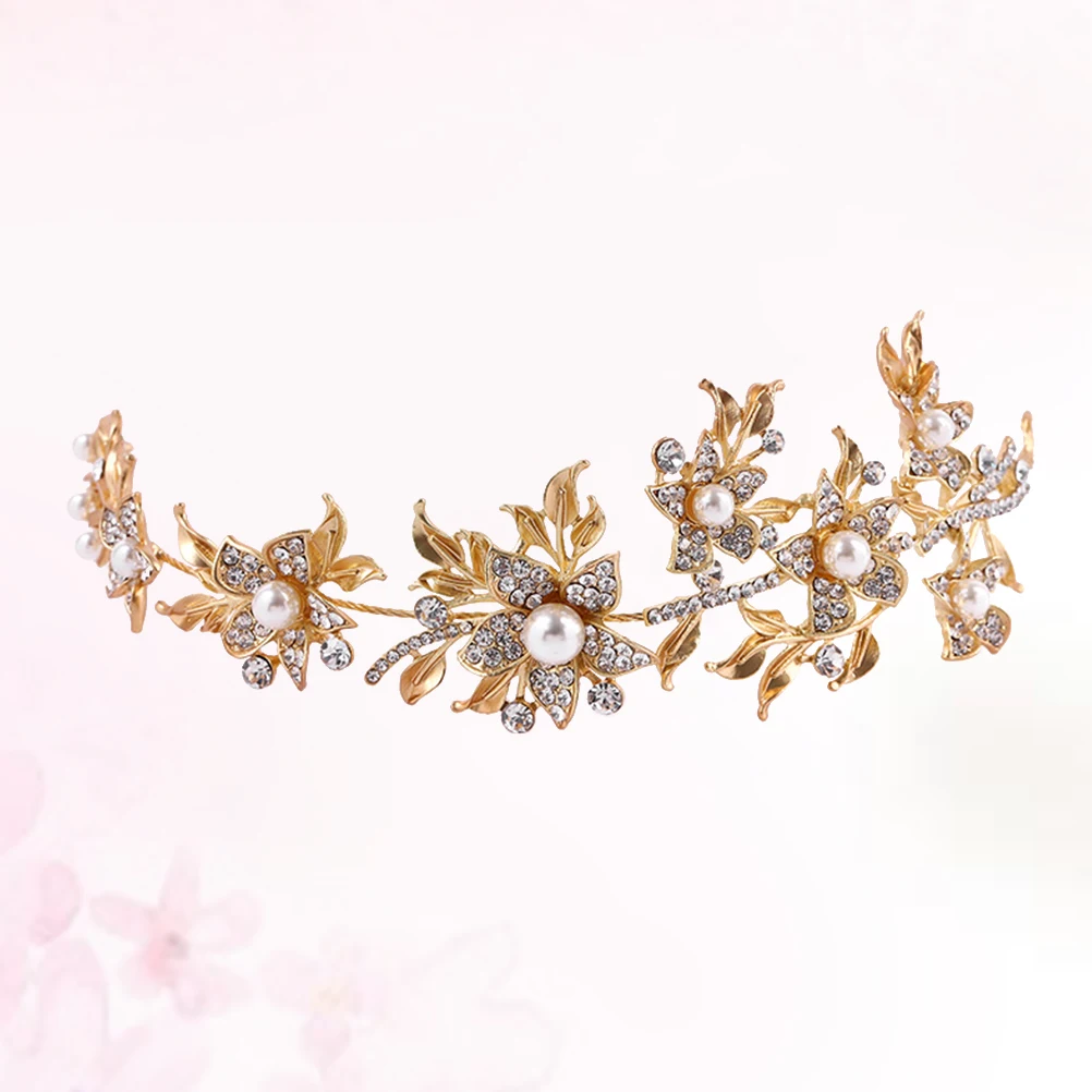 

1pc Pearl Flower Headband Rhinestones Bridal Hair Accessories Wedding Decorative Headdress Bride Headwear Party Prom