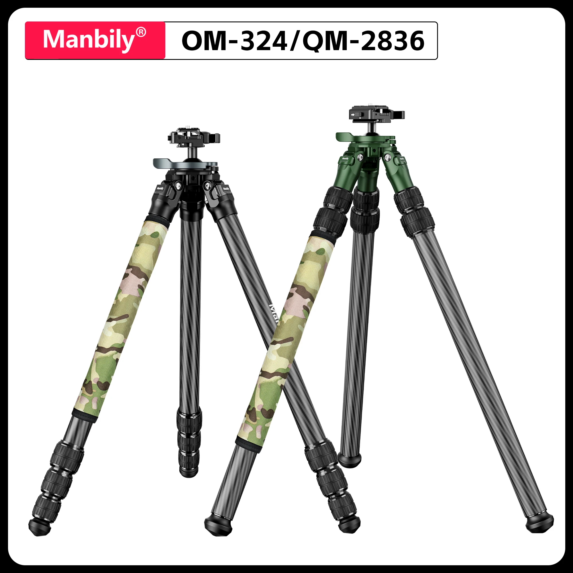 

Профессиональные штативы для камер Manbily QM-Series из углеродного волокна, сверхмощные штативы для охоты с 1 защитным чехлом для ножки