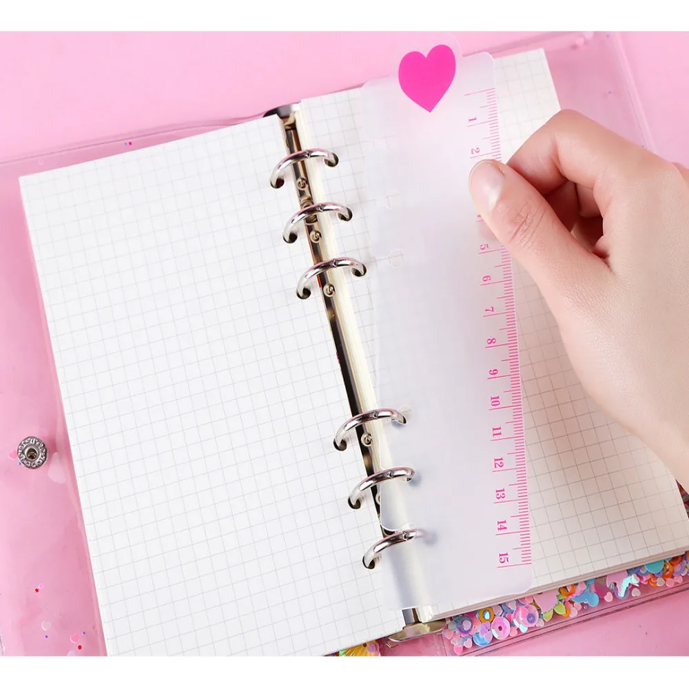 Plastics Loose Leaf Hand Ledger Ruler Clear Scale Soft Bookmark Ruler Frosted Texture Wear Resistant Measuring Ruler Student