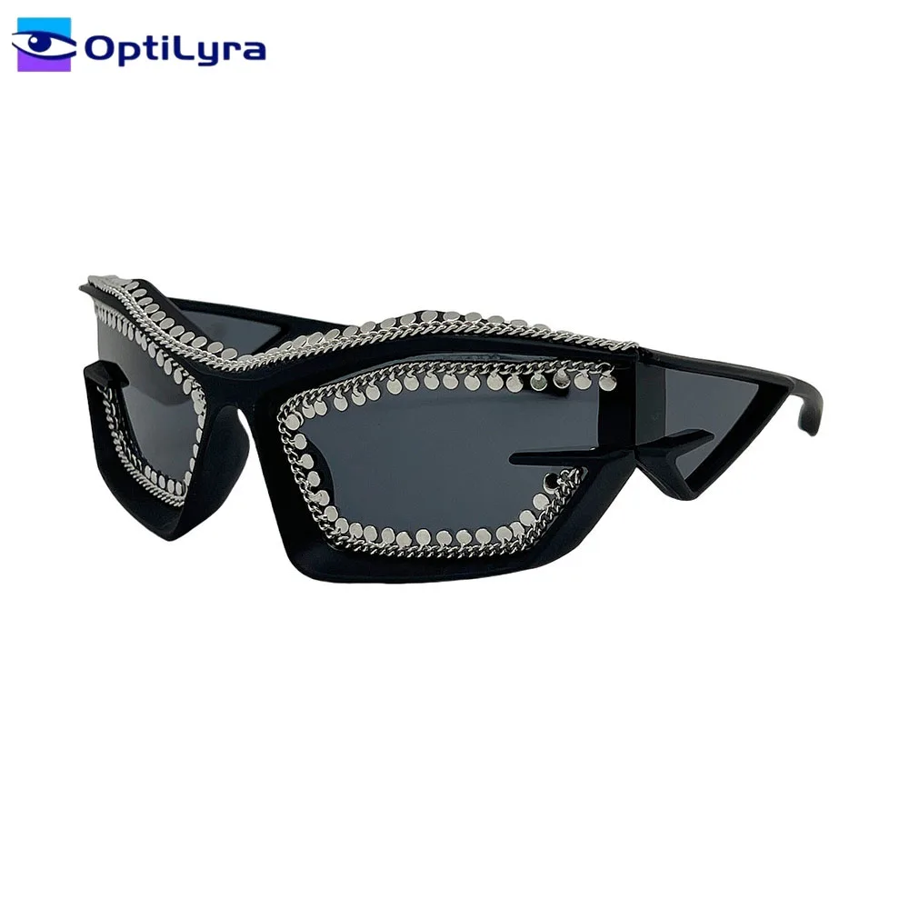 

OptiLyra Brand Retro Trend Irregular-Shaped Goggles Punk Futuristic Tech Sunglasses Unisex Fashion Catwalk Sunglasses